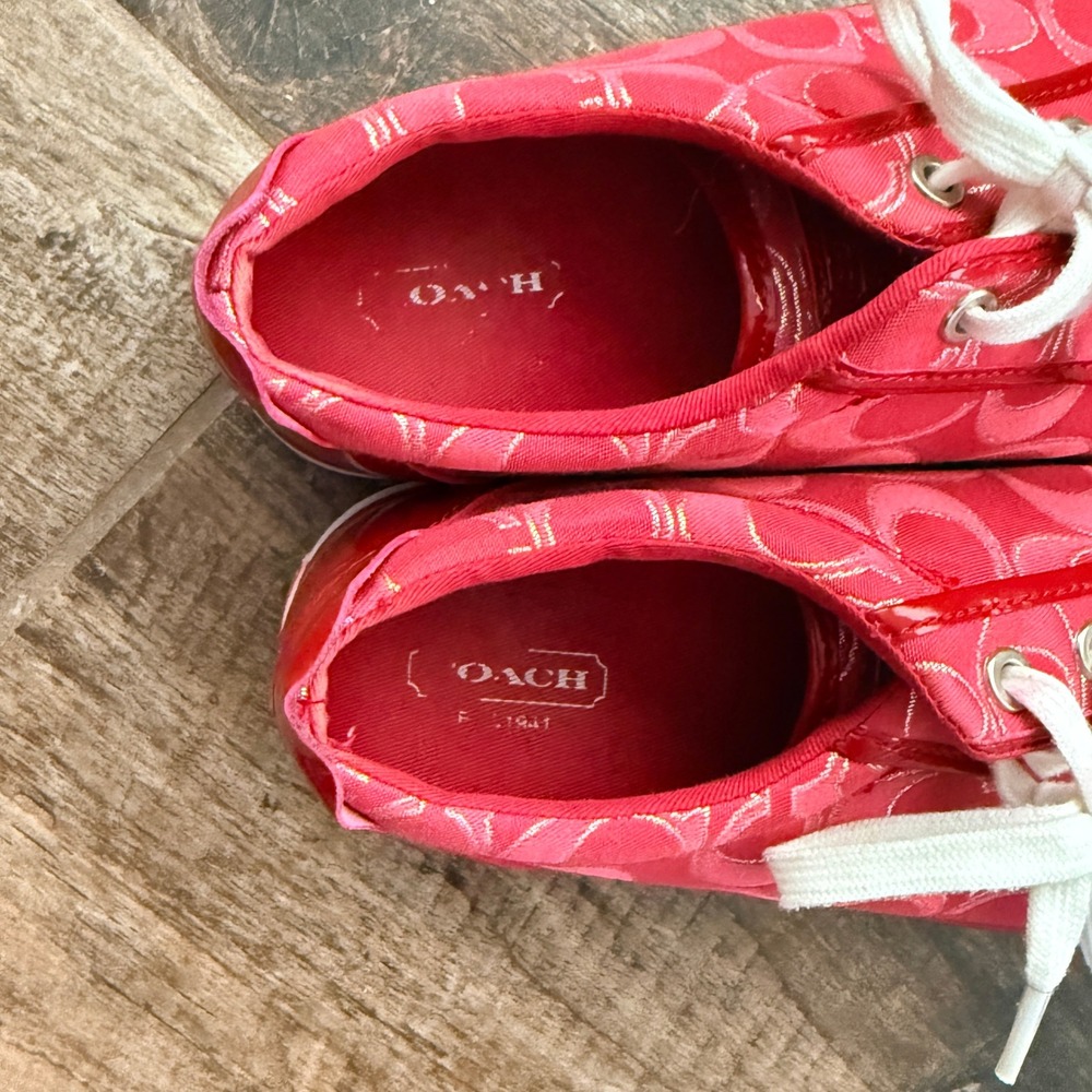 Coach Women's Y2K Barrett Signature Jacquard Low Top Sneakers, Red, 8.5B - Picture 4 of 9